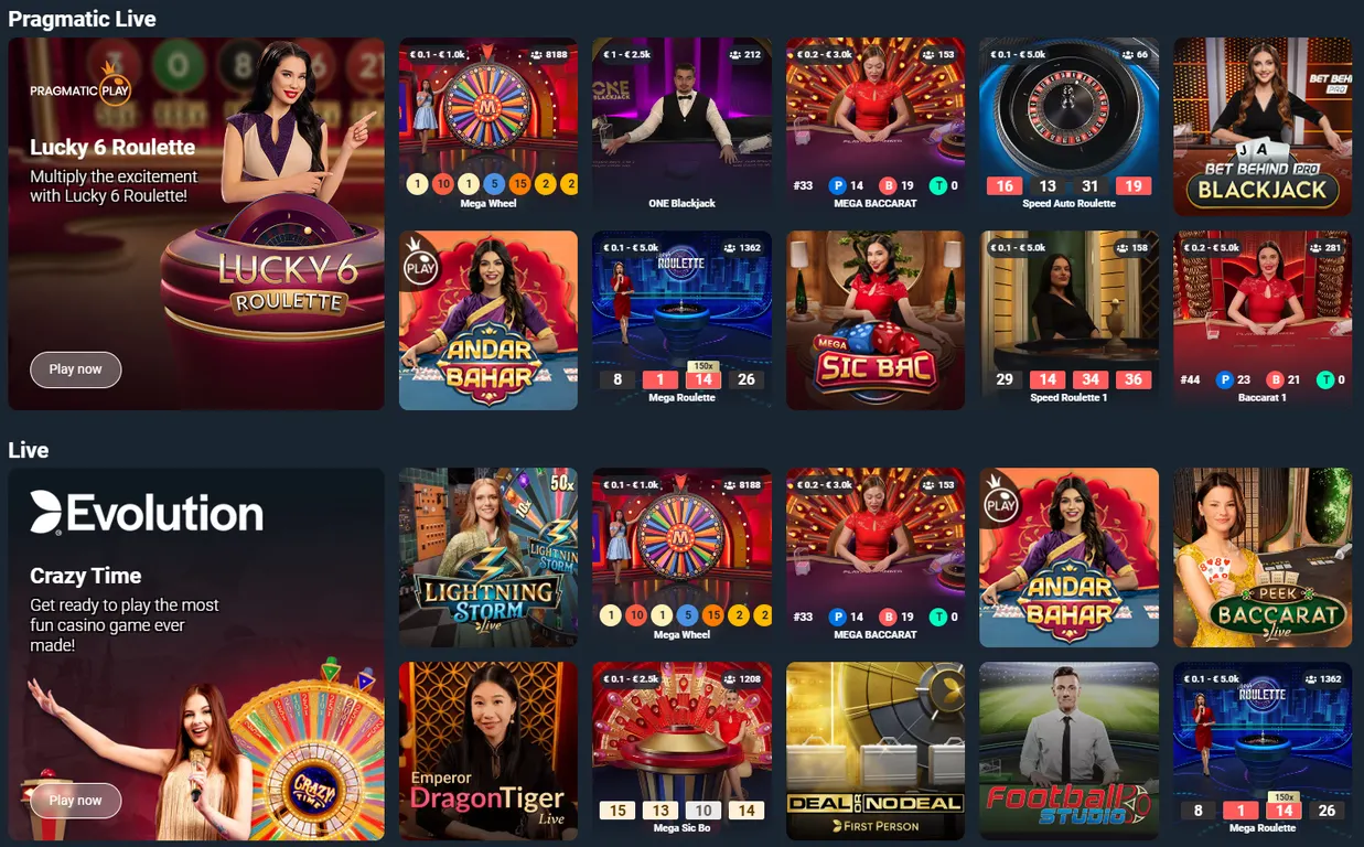 Bitsler table and live games