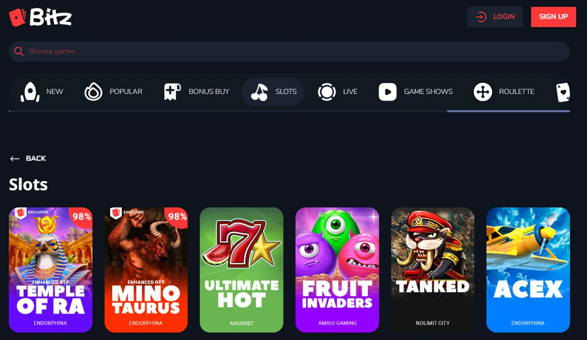bitz casino games