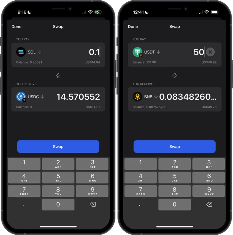 Gem Wallet swap