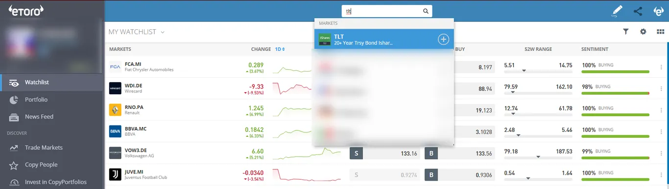 trade TLT on eToro