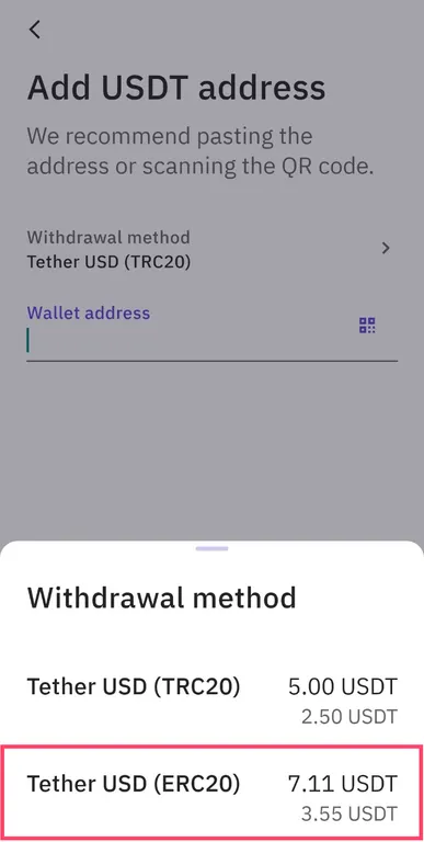 Kraken USDT address