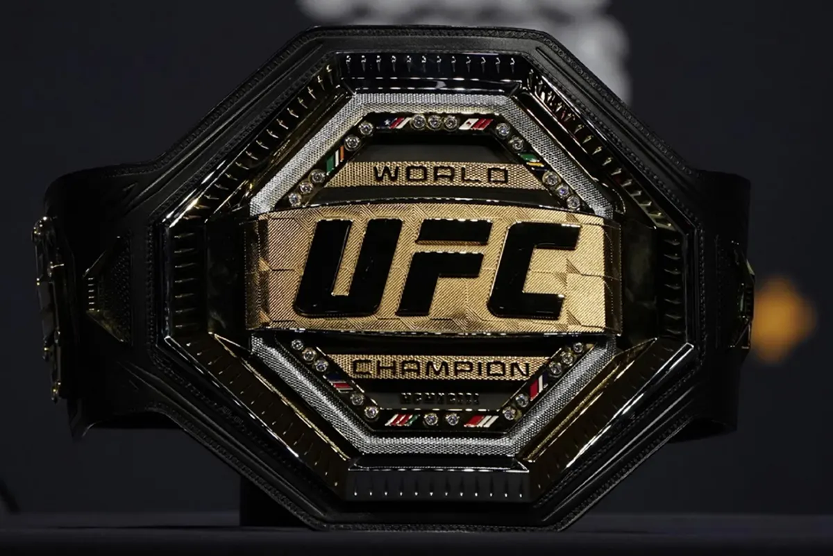 image shows the belt of word champion at UFC