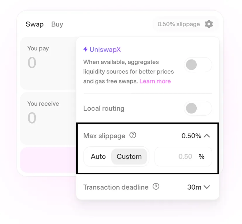 Uniswap slippage