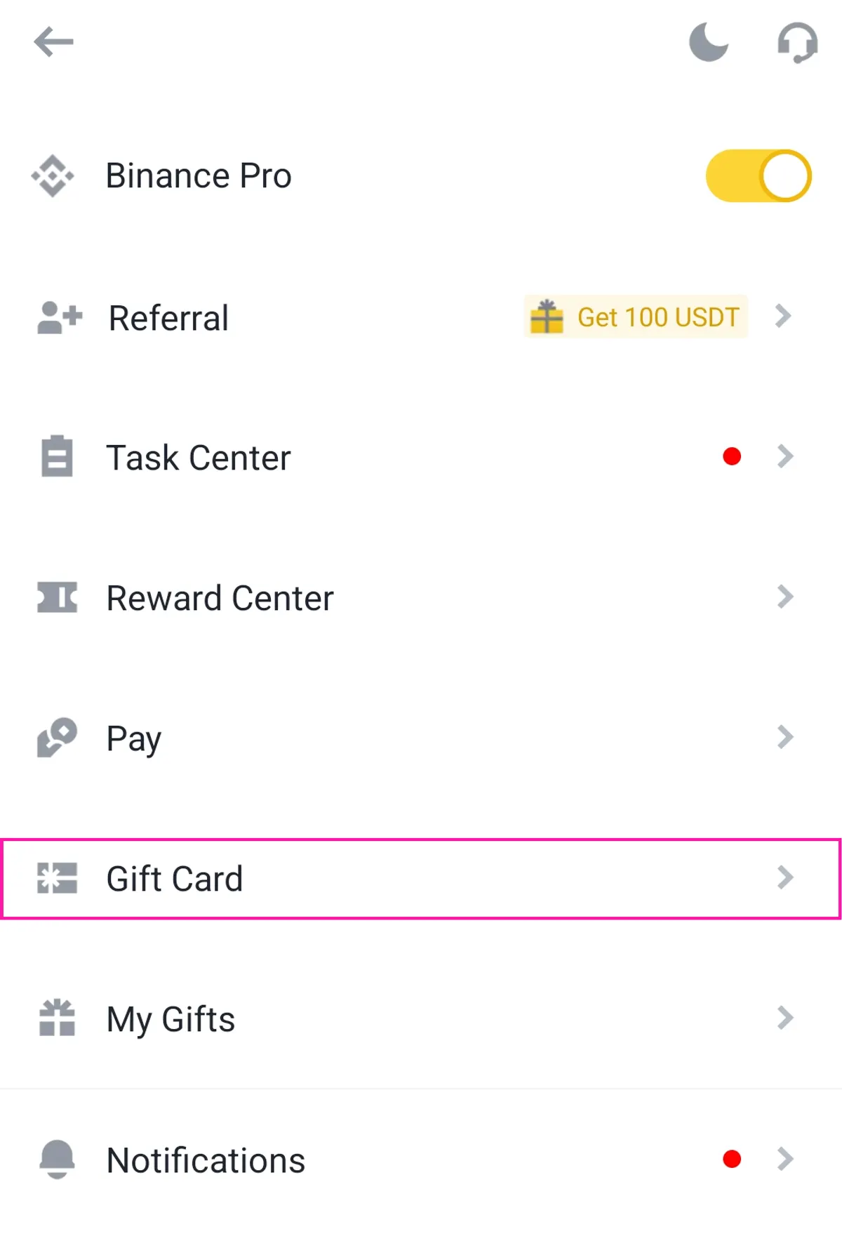 Bitcoin gift card on Binance
