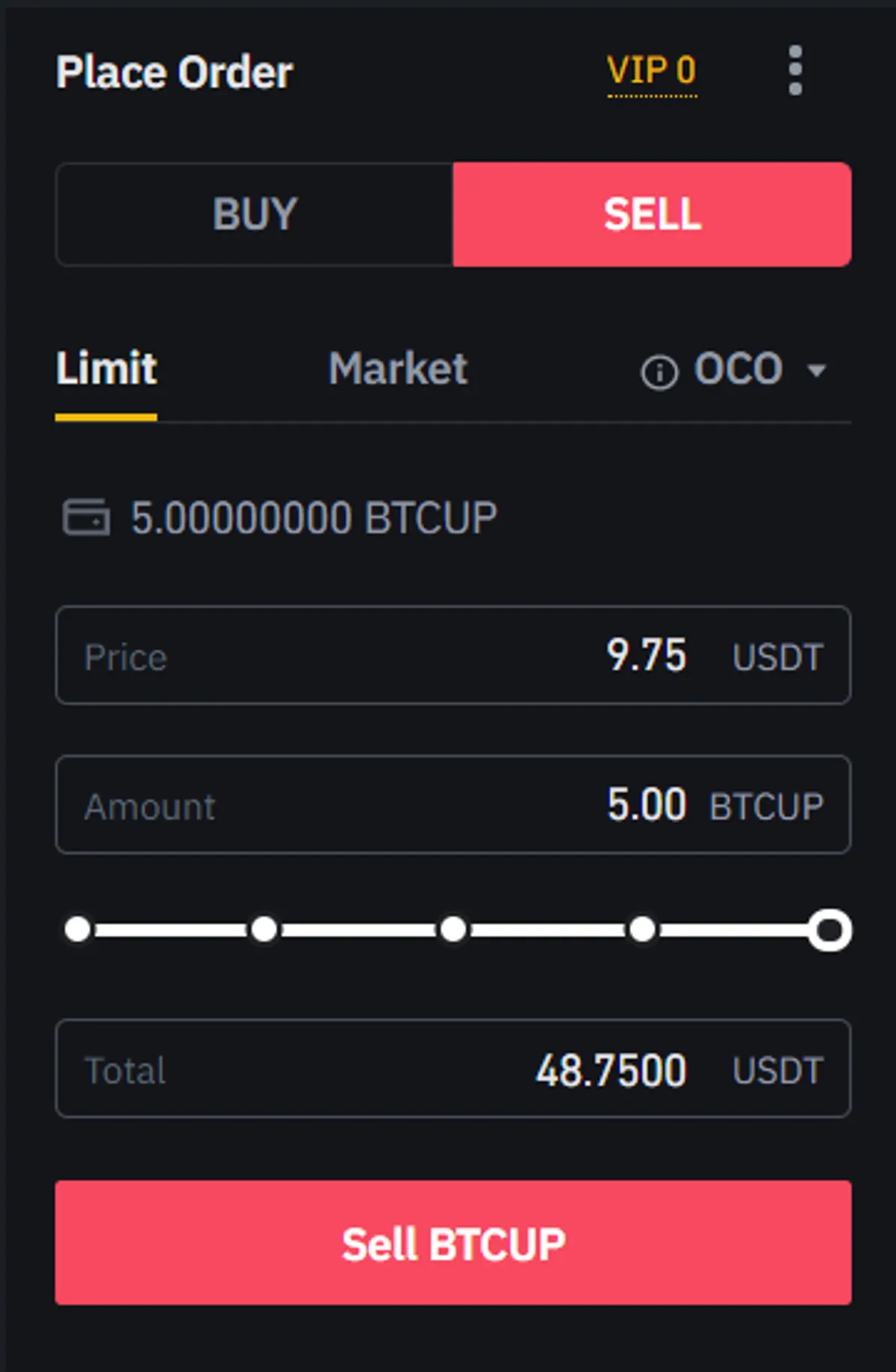 binance limit sell