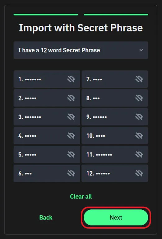 importing trust wallet secret phrase