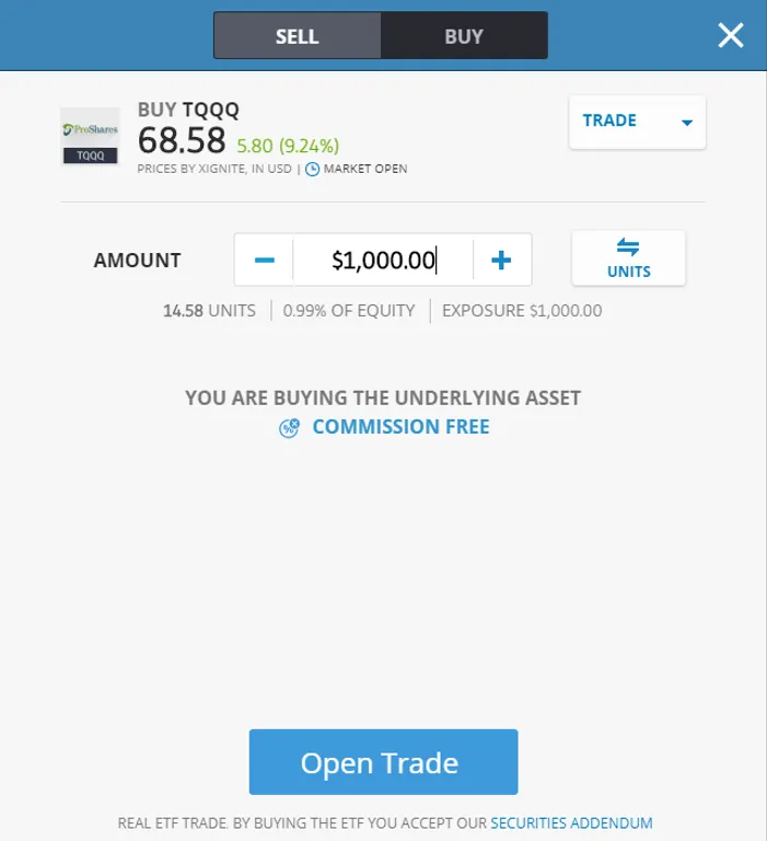 buy TQQQ ETF on eToro