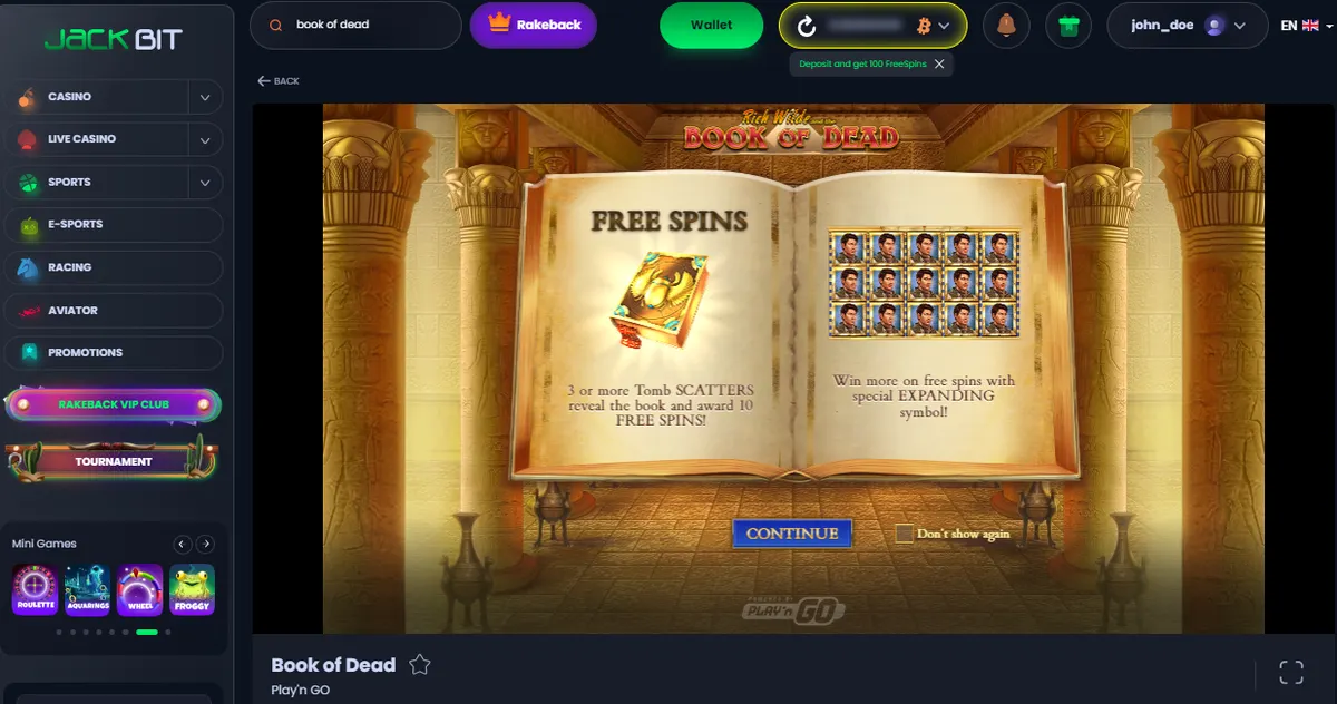 jackbit account free spins