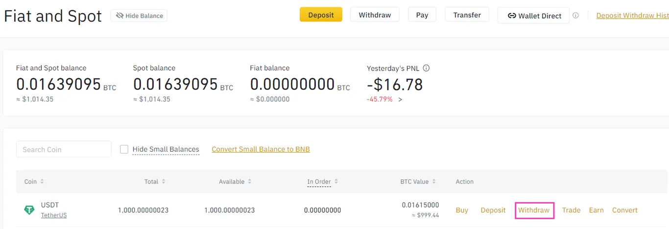 How to transfer USDT from Binance to Kraken (Step 2: Withdraw USDT from Binance account)