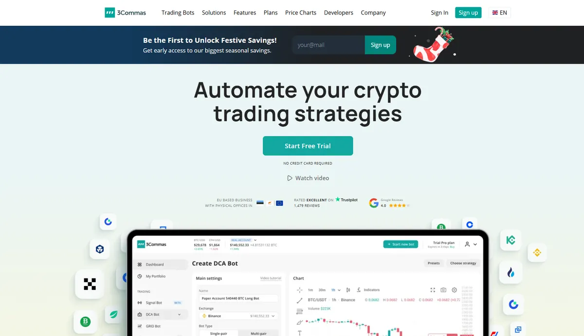 3Commas homepage
