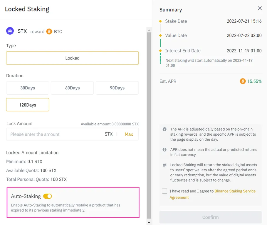 Binance Auto-Staking