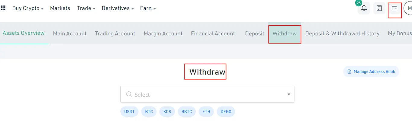 KuCoin withdraw