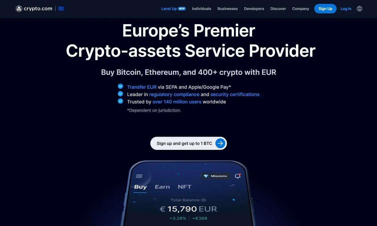 Crypto.com exchange homepage