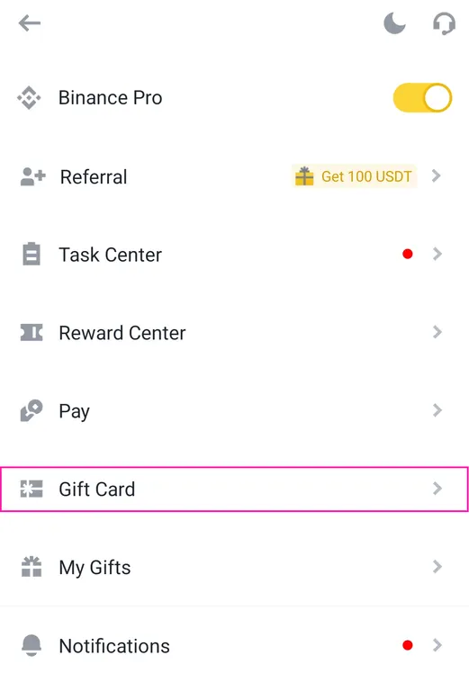 Binance App gift card