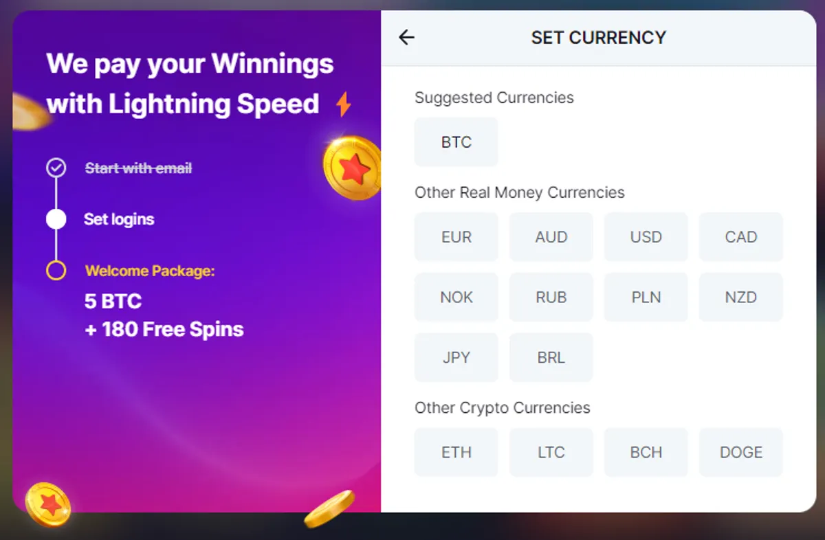 bitszarz set your preferred currency