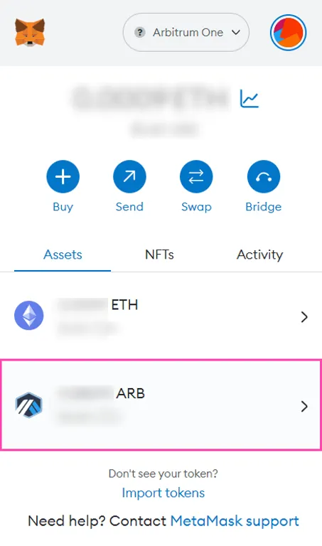 Add arbitrum token to MetaMask