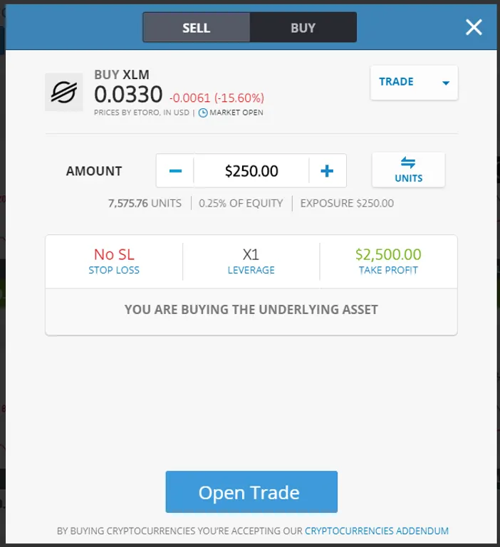 XLM Open Trade
