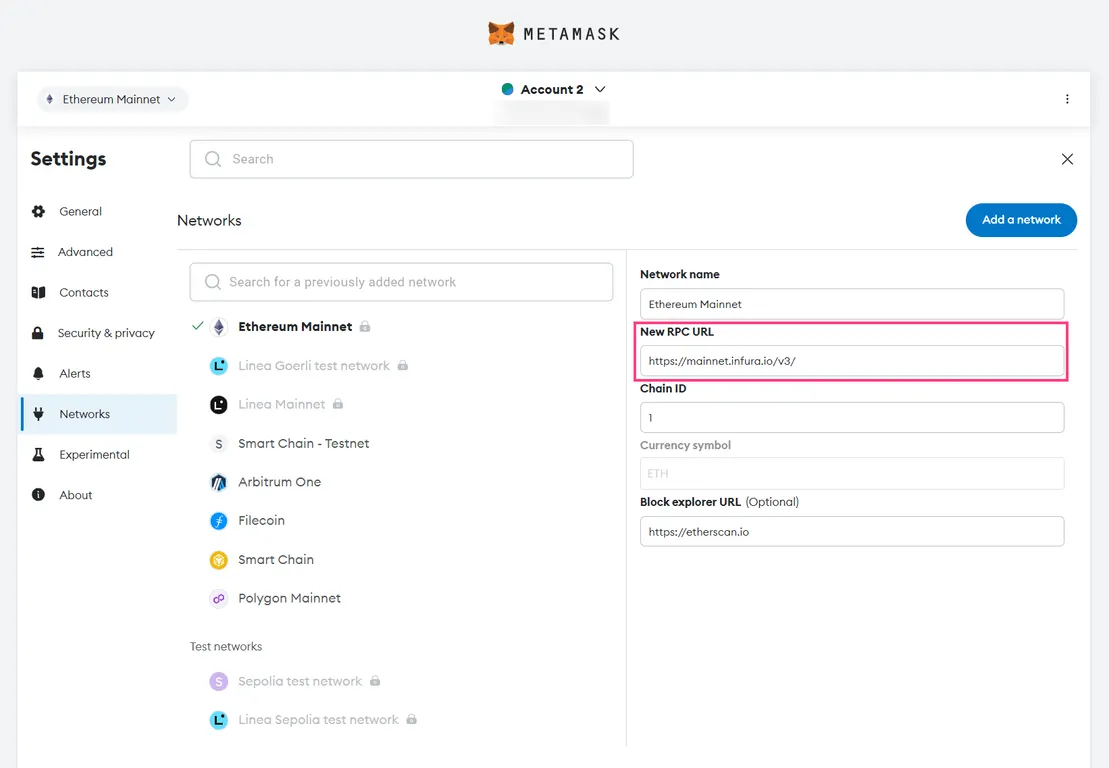 MetaMask change RPC