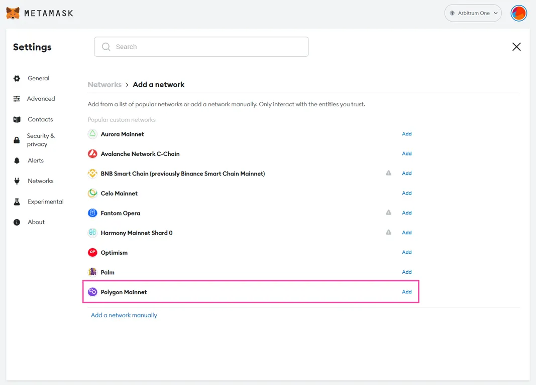 Add Polygon to MetaMask