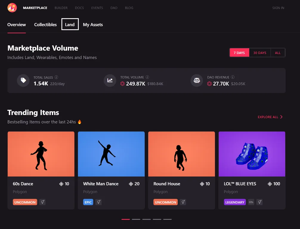 Decentraland Land Marketplace