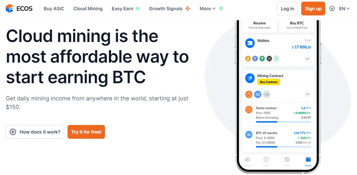 bitcoin cloud mining platfrom: ecos