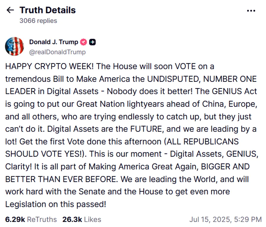 Trump truth social crypto week