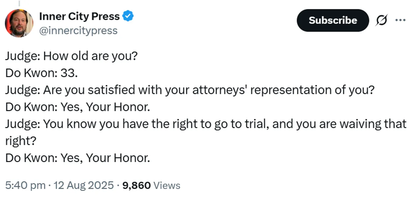 Do Kwon waives his right to go to trial