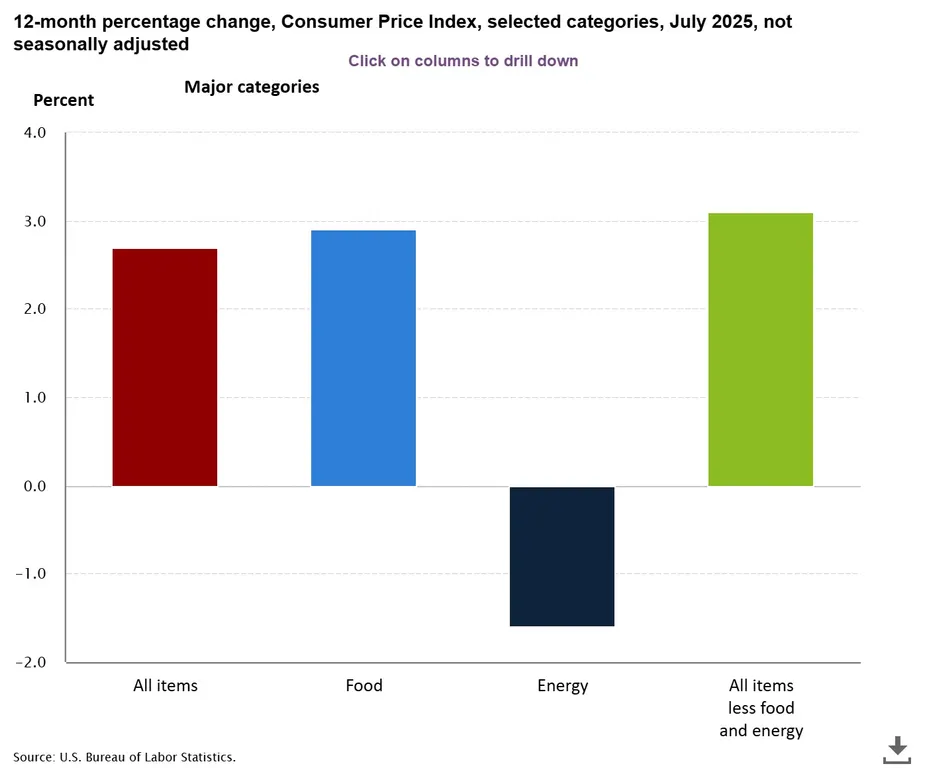 12-month percentage change consumer price index