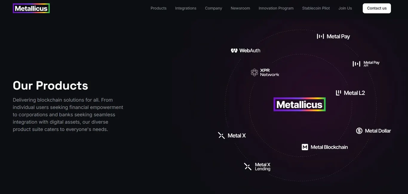 Metallicus Website Homepage