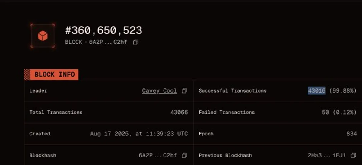 Solana blockchain info