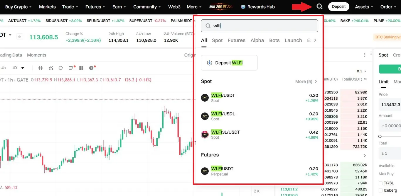 gate.io wlfi token pairs