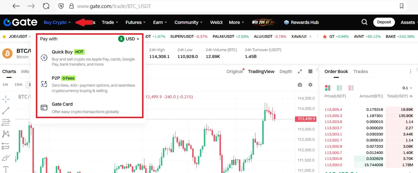 gate.io adding money to account