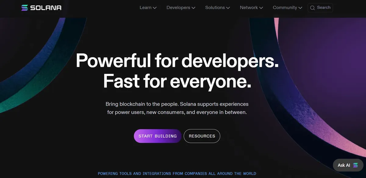 Solana homepage