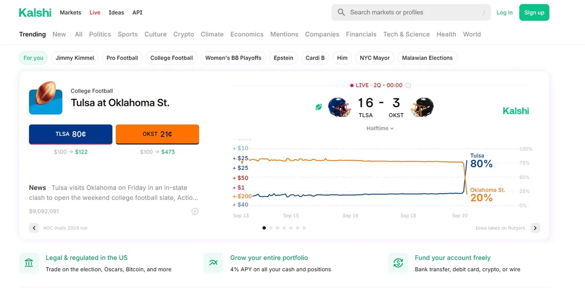 Example of a Kalshi bet