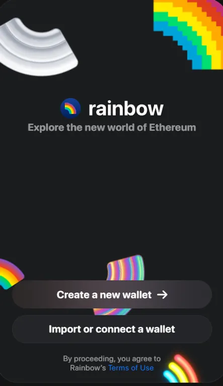 Create new rainbow wallet