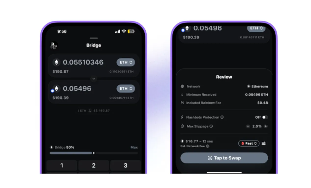 Bridging on Rainbow Wallet