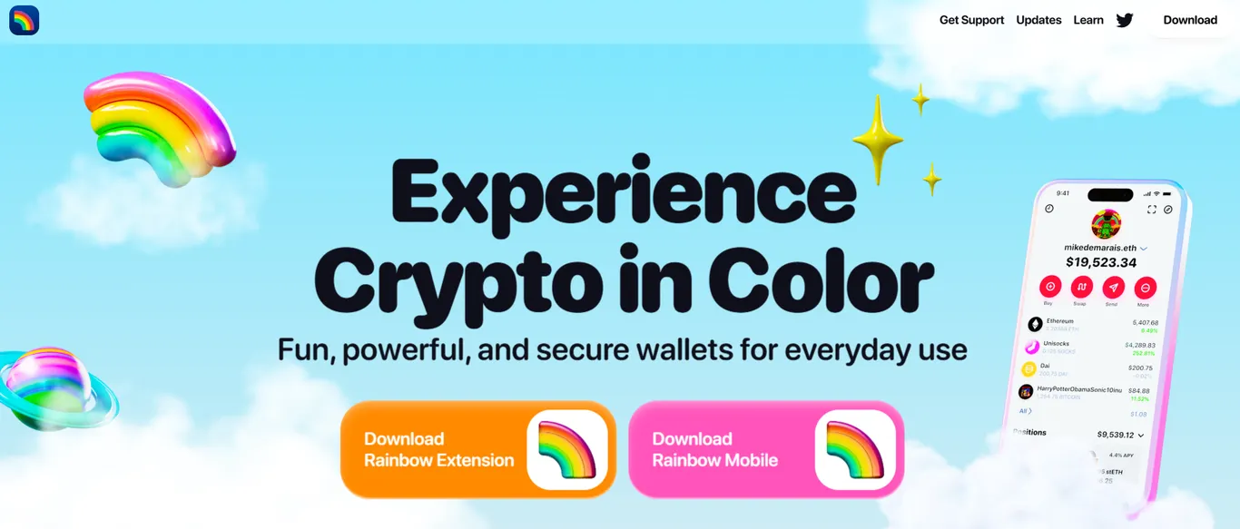 Rainbow wallet homepage