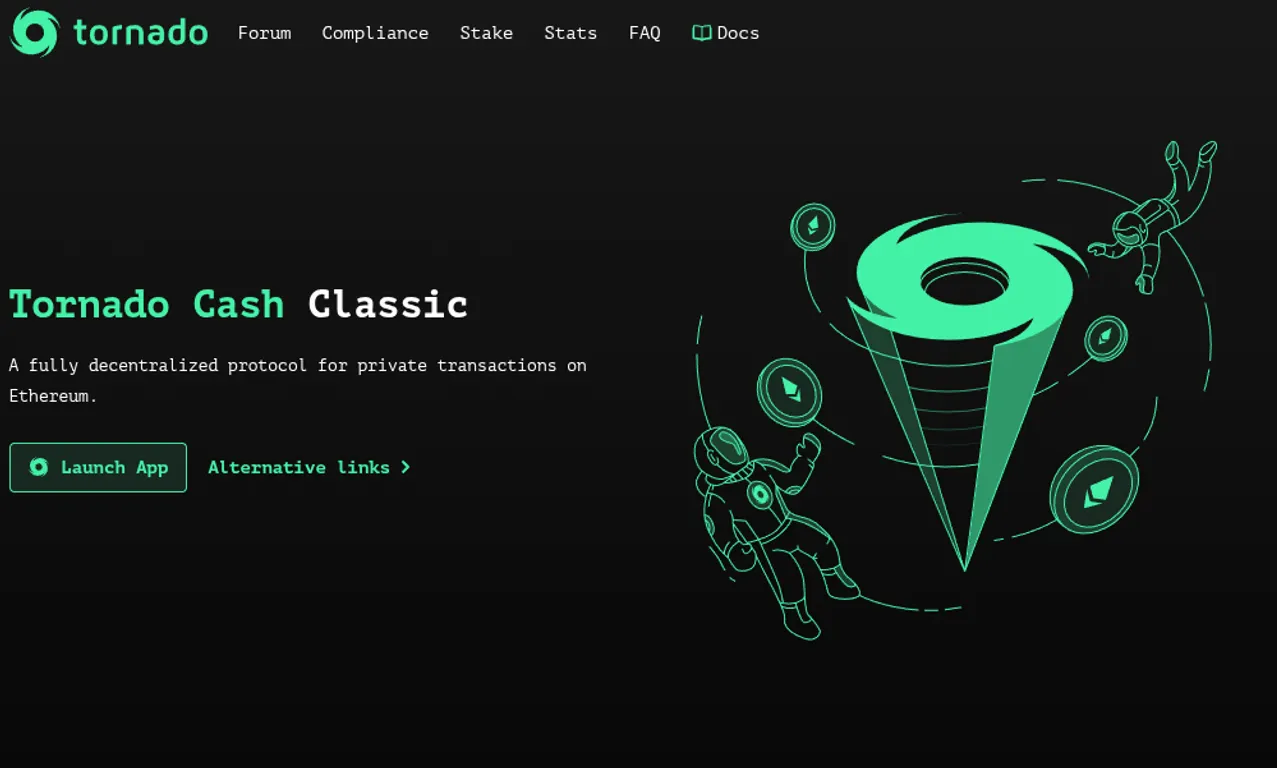 Tornado Cash website