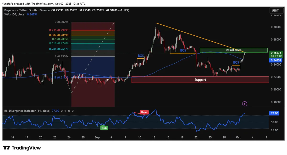 DOGE 4h chart TradingView
