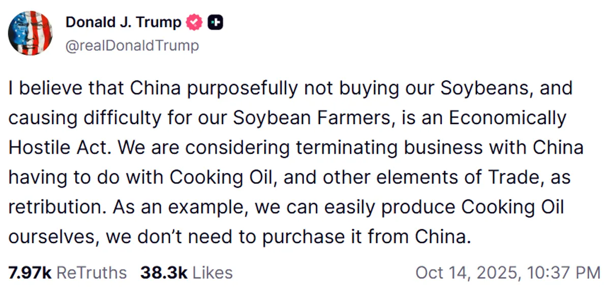 Donald Trump truth social post