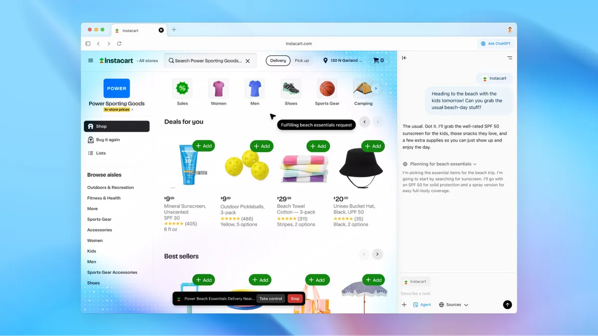 Example of AI assistant while shopping