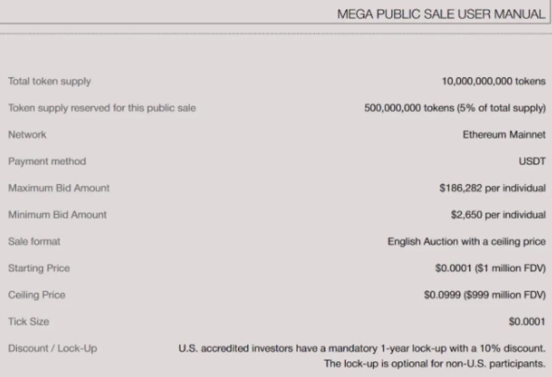 Mega public sale user manual