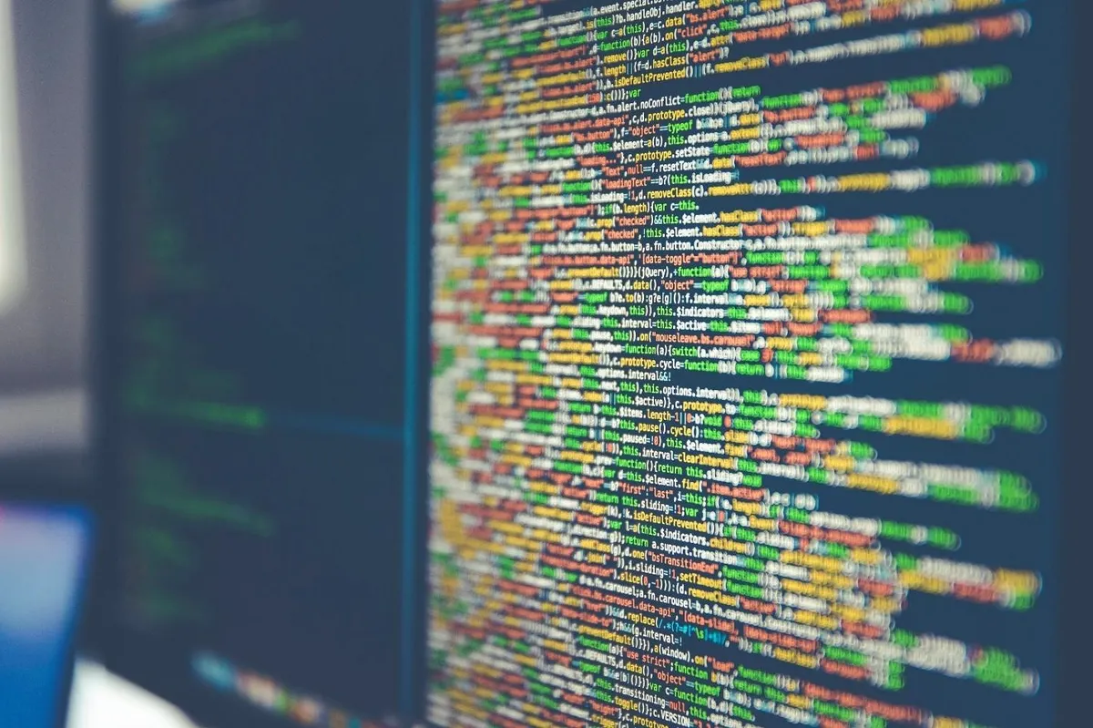 Colorful web code on a computer screen