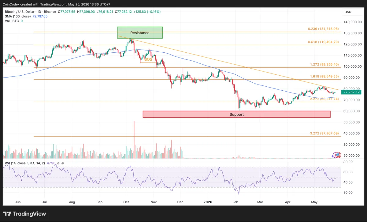 Daily BTC price chart analysis
