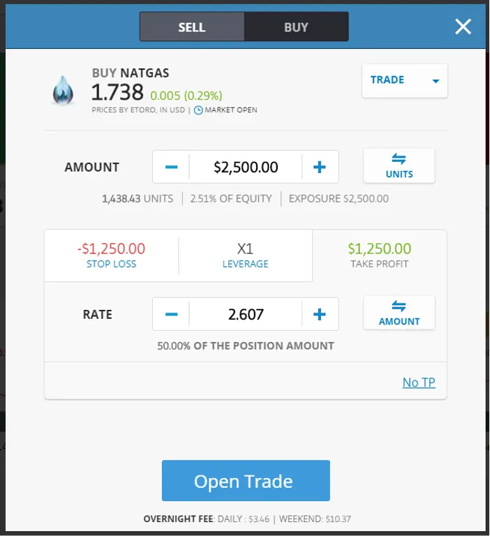 buy Natural Gas on eToro
