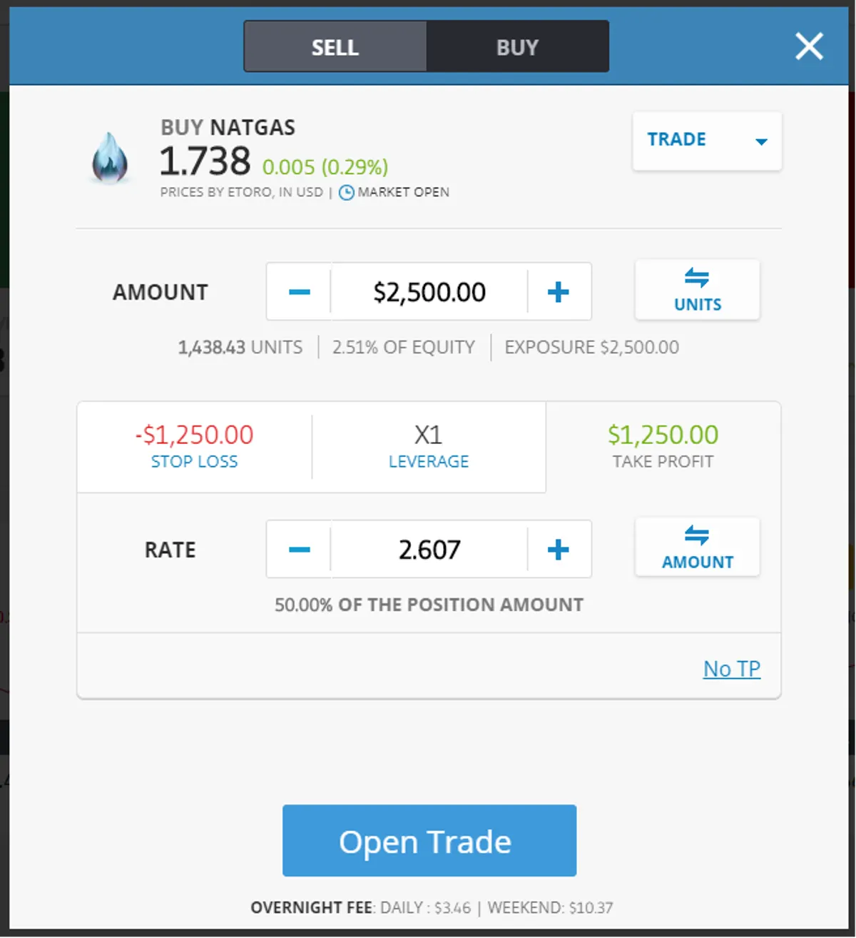 buy Natural Gas on eToro