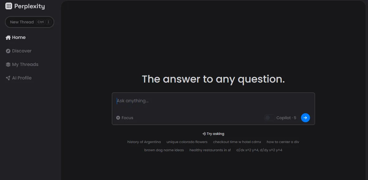 Perplexity screenshot