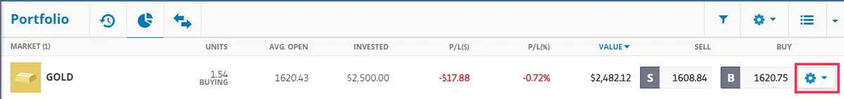 invest in Gold on eToro