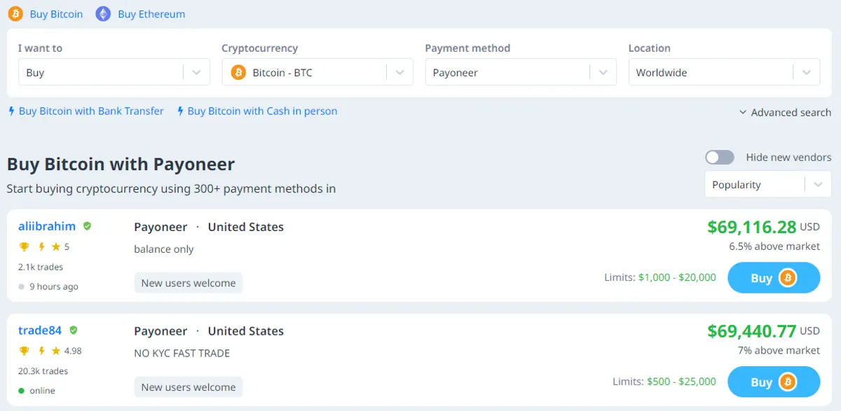 LocalCoinSwap Payoneer