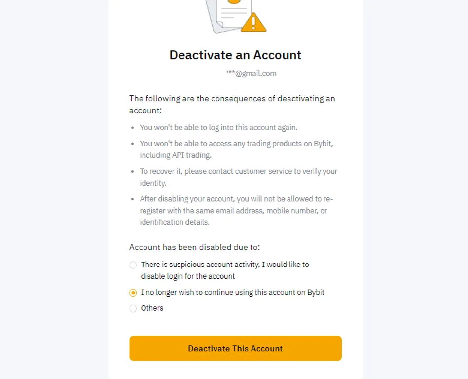 Click ‘’Deactivate This Account’’ tab